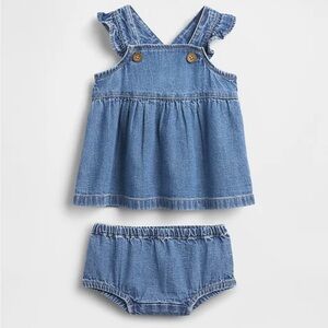 New GAP Baby Denim Dress Set Denim Dress Jean Dress Ruffle 0-3 Months NWT